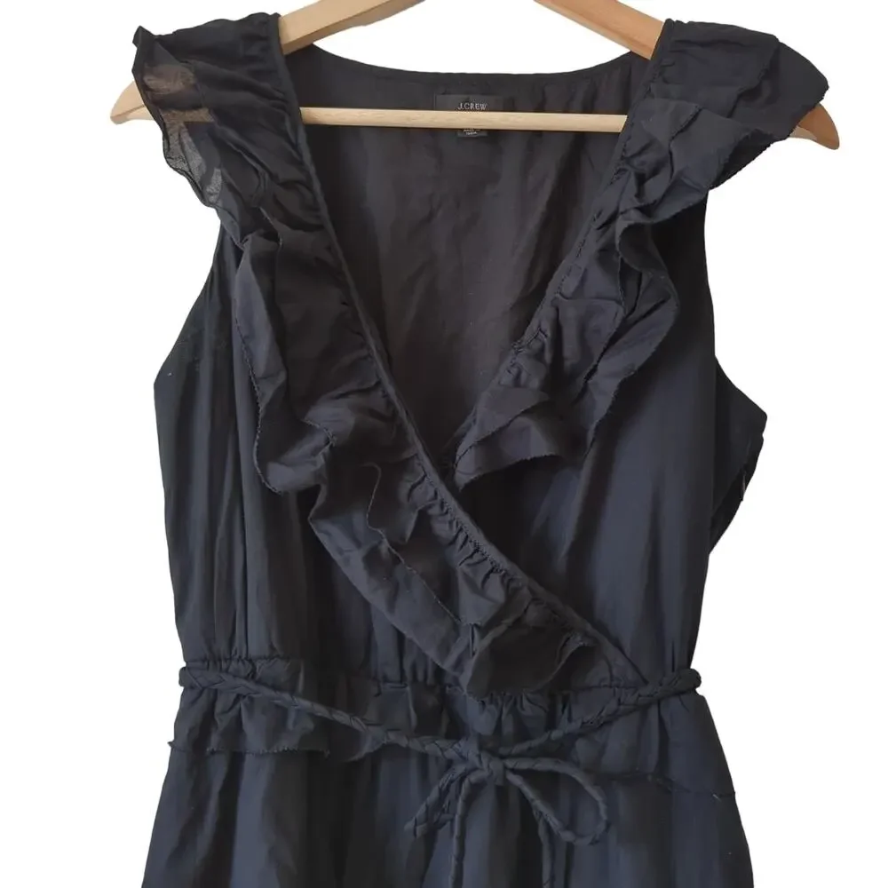 J Crew Ruffle Front Maxi Dress Braided Belt Womens Wrap Size 6 Cottage Core EUC‎ - Picture 5 of 12